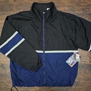 Vintage Kmart Franklin Sports Mens Large Track Jacket Windbreaker Blue Black NWT